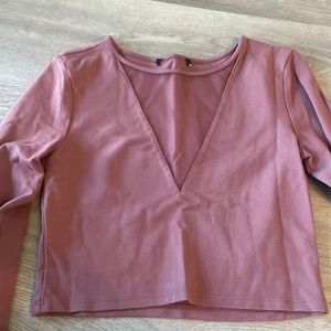 Mauve Mesh neckline top